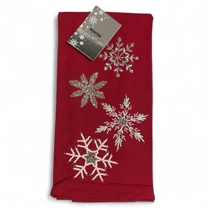 Winterzauber Weihnachten Festlich Küchentücher Rot Silber Stickerei Perlen - Bild 1 von 9