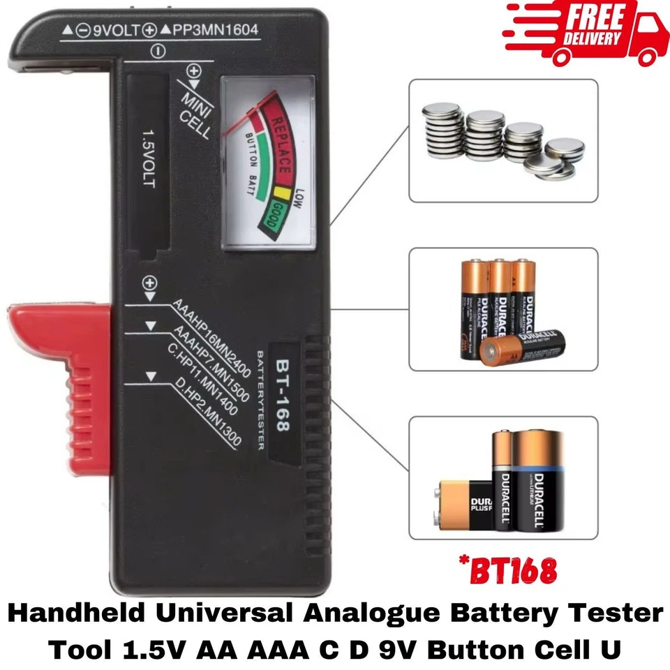 Handheld Universal Analogue Battery Tester Tool 1.5V AA AAA C D 9V Button Cell U - Image 1 of 4