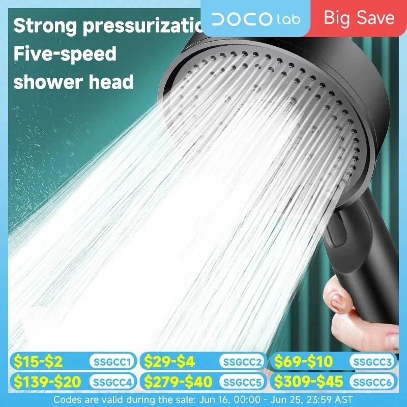 5 Modes Shower Head Multifunction Adjustable Water Nozzle Massage Bathroom Gift - Image 1 of 4
