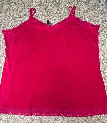 VTG Y2K Dark Pink Plus Size  Lace Trim Camisole Fashion Bug 3X - Image 1 of 4