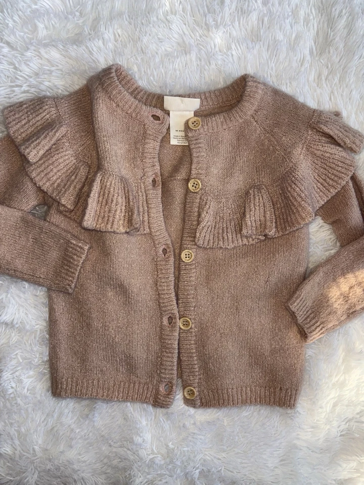 Laura Ashley niñas talla 18 mos. Cárdigan suéter marrón claro. Bonito. Nt. desc* Foto 1 de 4