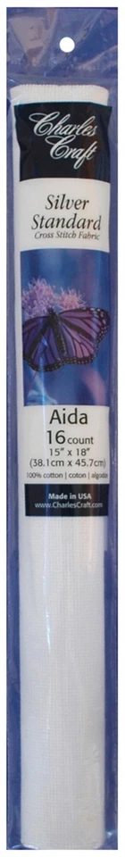 DMC TC8636-6750 Silver Label Aida 16 Count 15"X18" Soft Tube-White - Image 1 of 1