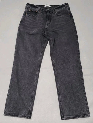 Pantalones de mezclilla para mujer Abercrombie & Fitch años 90 relajados tiro alto Curve Love 6 28 negros Foto 1 de 4