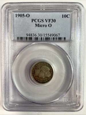 1905-O Barber Dime "Micro O" PCGS VF30 Great Color! - Image 1 of 4
