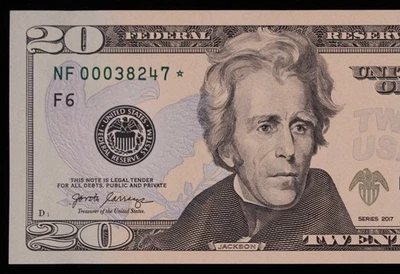 $20 2017 Star CU Federal Reserve Note NF00038247* twenty $, 320K run 1, Atlanta - Image 1 of 3