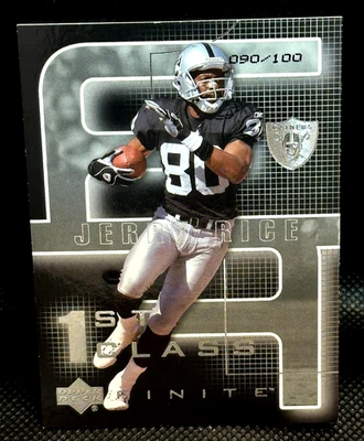 Jerry Rice 2003 Upper Deck Finite 1st Class Silver #199 Raiders 49ers/100 Salón de la fama Foto 1 de 2
