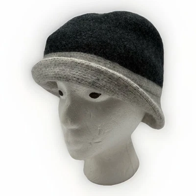 Chapéu designer Betmar New York preto cinza mistura de lã enrolável - Imagem 1 de 4