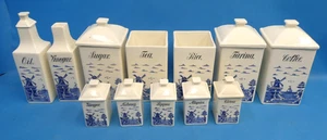 Set of Blue White Windmill Design G.M.T. Germany 0106 Kitchen Canisters Cruets - Picture 1 of 24
