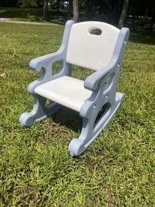 Vintage Little Tikes Blue & White ROCKING CHAIR Child Toddler Size - Picture 1 of 6