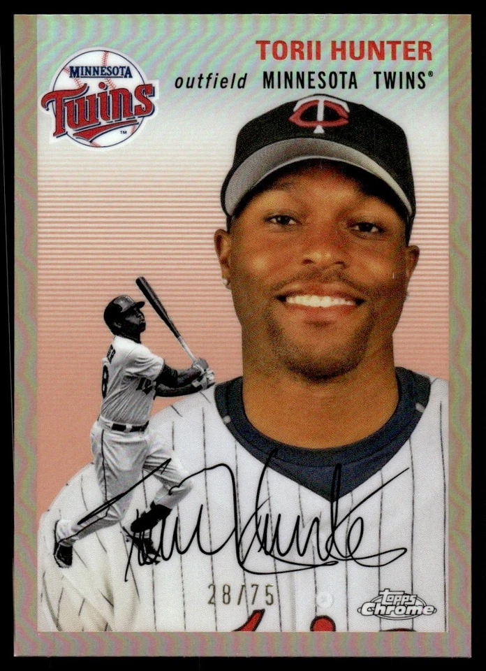 2023 Topps Chrome Platinum REFRACTOR Torii Hunter 28/75 Minnesota Twins #424 - Image 1 of 2