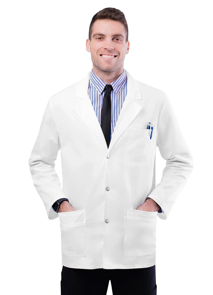 Adar Pop-Stretch Mens 31" Snap Front Lab Coat Very Comfortable - Image 1 of 4