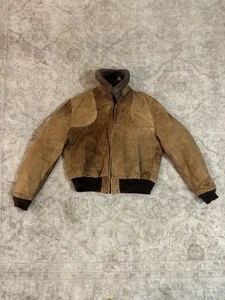 Vintage COOPER US Herren 42 M Braun Wildleder Lammfell Bomberjacke Shearling Kunstfell - Bild 1 von 24