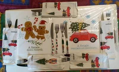 EXCELSA CLUB Q8 - COPPIA POSATE e TOVAGLIETTE NATALIZIE - Imagen 1 de 2