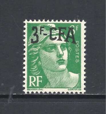 REUNION SCOTT 291 MLH F/VF - 1951 3fr on 6fr GREEN ISSUE - C.F.A. SURCHARGE - Image 1 of 2