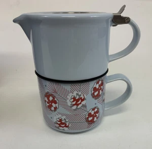 Teavana Forlife Tea For One Blue Pinecones Holiday Christmas Stackable Brewing - Picture 1 of 7