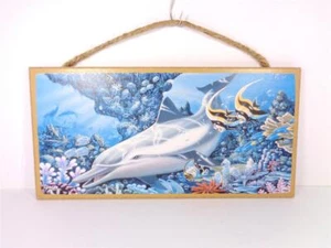 LETRERO DE PARED DECORATIVO PLAYA DELFÍN BUCEO NÁUTICO EN UN ARRECIFE DE CORAL VIDA MARINA - Imagen 1 de 2