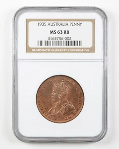 AUSTRALIA 1 D Penny 1935 NGC MS63 RB - Picture 1 of 2