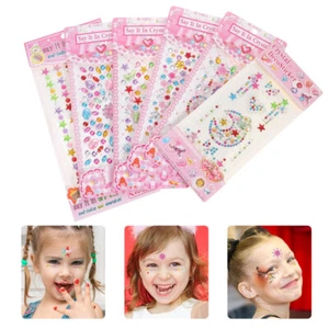 6 Sheets Jewels for Kids Festival Face Gems Acrylic Sticker Girl - Picture 1 of 10