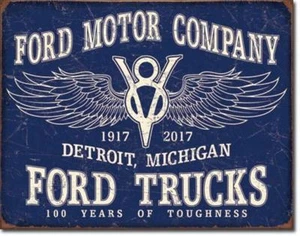 Ford Motor Company Trucks Detroit Michigan Tin Metal Sign 100 Years Made In USA - Picture 1 of 1
