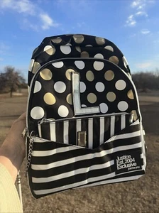 Mochila y muñeca Justice Girls con inicial de rayas y puntos negros con letra L - Imagen 1 de 5