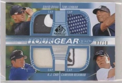 2021 SP GAME USED GOLF SPGU GEAR QUAD BLUE CAP DUVAL LEHMAN CHOI BECKMAN /10 - Image 1 of 2