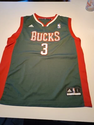Camiseta Adidas Brandon Jennings Milwaukee Bucks #3 Talla Juvenil Grande (L) Usada en Excelente Condición Foto 1 de 4