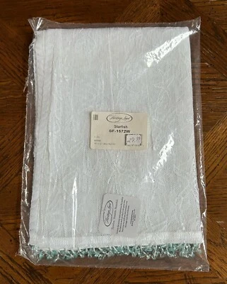 Corredor de mesa Heritage Lace Starfish 15x72” blanco con cuentas de aguamarina transparentes NUEVO Foto 1 de 4