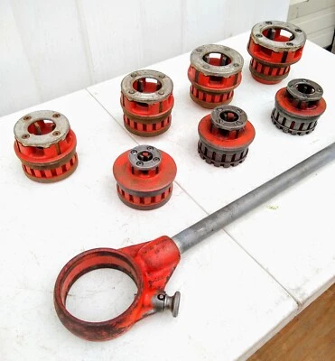 JUEGO DE TROQUELES RIDGID 12R 1/4, 1/2, 3/4, 1, 1-1/4, 1-1/2, 2 ROSCADO DE TUBO DE TRINQUETE MANUAL Foto 1 de 4