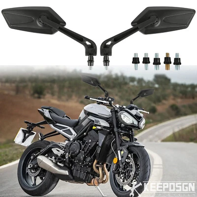 Par de espejos retrovisores laterales negros para moto Triumph Street Triple R 765 675 Foto 1 de 4