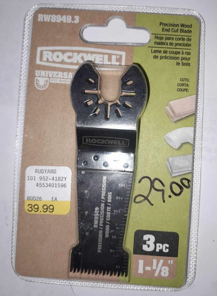 Hoja de corte de extremo de madera de precisión Rockwell RW8949.3 Sonicrafter, 1-1/8" Foto 1 de 1