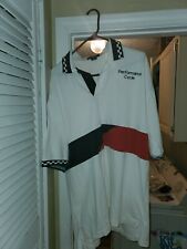 Performance Racing Striped Nascar Cycling Polo Shirt White Men's Casual Xl