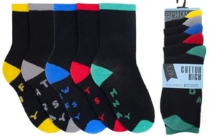 5 Pack Kids Boys Plain Socks School Wear 70% Cotton Rich Mix UK 9-12 12-3 4-5.5 - Picture 1 of 1