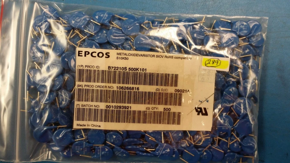 (10 PCS) B72210S0500K101 S10K50 EPCOS VARISTOR 82V 2.5KA DISC 10MM ROHS - Image 1 of 1