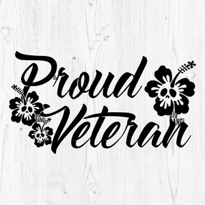 Proud Veteran Woman Vet Vinyl Decal Sticker Military Rebel Rock Hibiscus Skull - Picture 1 of 4