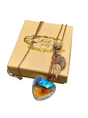 KIRKS FOLLY Corazón y Alas Cadena Collar Colgante Multicolor Cristal Con Caja Foto 1 de 4
