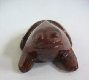 Fetish Carved stone frog Mahogany/red Obsidian 3" - Picture 1 of 6