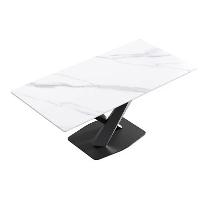 Mesa de comedor de cocina de piedra artificial 70,87" x 35,43" para 6-8 personas Foto 1 de 4
