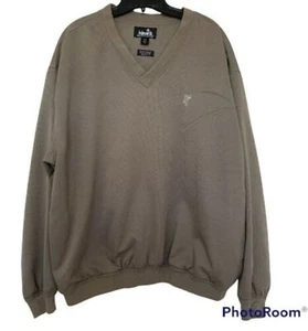 Ashworth Men's V-Neck Wind Water Repellent Golf Pullover Tan Brown Large Lined - Picture 1 of 11