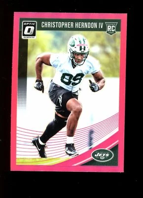 2018 Optic #134 Christopher Herndon IV New York Jets RC Rookie Card PINK HOLO - Image 1 of 2