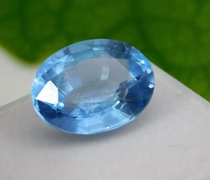 Gemma sfusa certificata taglio ovale zaffiro blu naturale Ceylon 8,13 ct - Foto 1 di 6