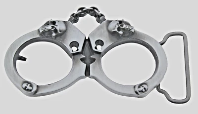 Fantasia de cinto caveira fivelas esqueleto algema de Halloween Gunmetal cinza vintage - Imagem 1 de 4