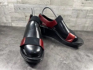 Dansko Sandals Women 8.5M Shoes Back Red Patent Leather Stretch Wedge Platform - Picture 1 of 21