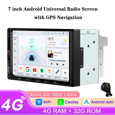 7inch Android 13 Car Stereo 2DIN GPS FM RDS Radio Head Unit WIFI CarPlay Camera - Image 1 of 4