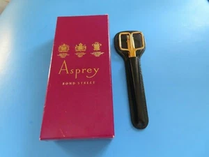 Juego de Escritorio Asprey Bond Street Chapado en Oro “Tijeras/Abridor de Cartas” con Estuche de Cuero - Imagen 1 de 10