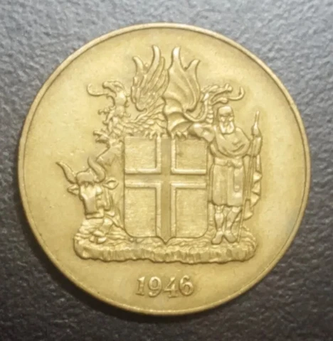 1946 ICELAND 2 KRONA VINTAGE OLD EUROPEAN COIN KM 13 Cover
