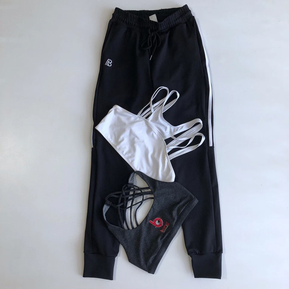 Conjunto de gimnasio de entrenamiento para mujer negro blanco top talla S/pantalones talla XS Foto 1 de 4