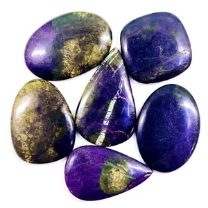 Natural Purple Stichtite Loose Untreated Cabochon Gemstones Lot 6 Pcs 35-50mm - Picture 1 of 11