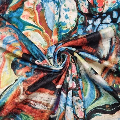 Pannesamt Stoff Meterware mit abstrakten Muster, Kleiderstoff, Stretch 0,5 m - Bild 1 von 4