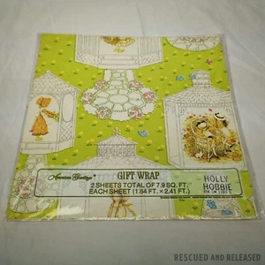 1976 Holly Hobbie Blumen Thema amerikanische Grüße Geschenkverpackung 2x 1,64x2,41ft - Bild 1 von 3