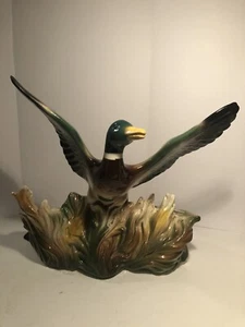Vintage 1953 Lane And Co Van Nuys Ca. Ceramic Mallard Duck in Flight w/Planter - Picture 1 of 12